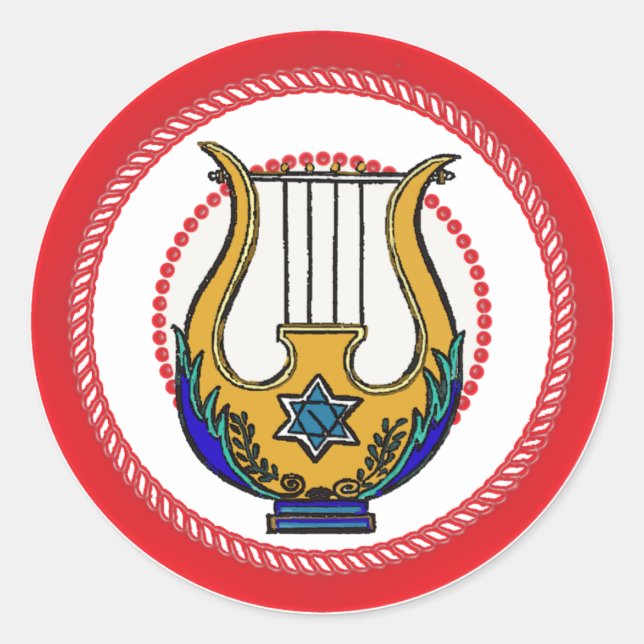 Jesse Träd David's Harp Runt Klistermärke (Framsida)