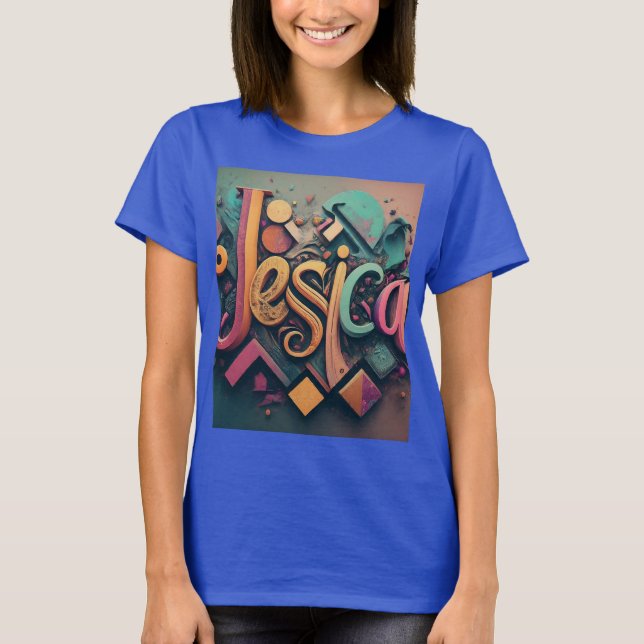 Jessica: 3D Geometric Abstrakt T-Shirt (Framsida)