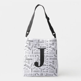 Jessica Anpassat Namn Svart Vitt Monogram J Axelväska