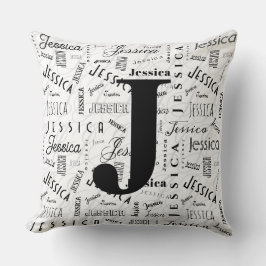 Jessica Custom Name Black White Monogram J Kudde