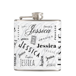 Jessica Custom Name Typography Vinyl Wrapped Flask Fickplunta