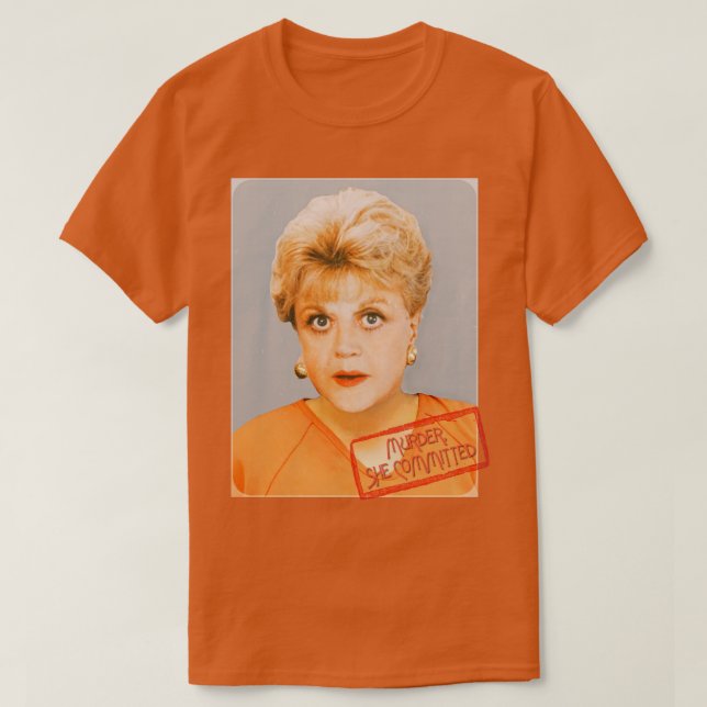 Jessica Fletcher Mugshot Murder Hon skrev Fläkt Ar T Shirt (Design framsida)
