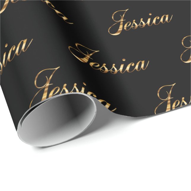 Jessica gold Design Lettering Geschenkpapier Presentpapper (Rullad Hörn)