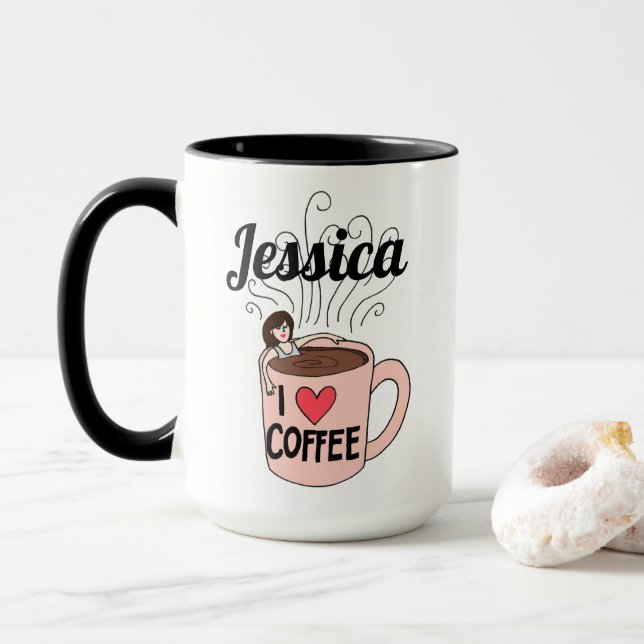 Jessica Loves Coffee Mug Mugg (Med munk)