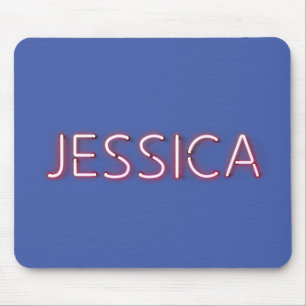 Jessica namn i det ljusnande neon ljus musmatta