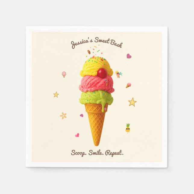 Jessica's Sweet Bash - Ice Cream Party Design Pappersservett (Framsidan)