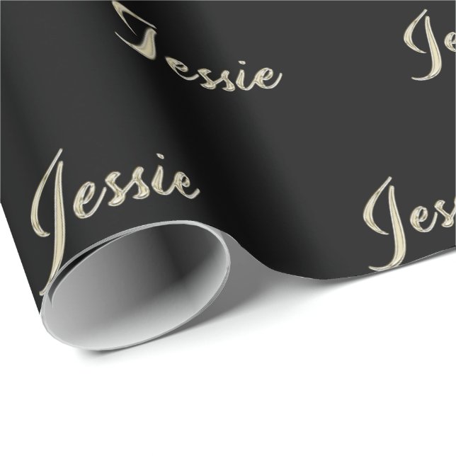 Jessie white gold Handwriting Geschenkpapier Presentpapper (Rullad Hörn)