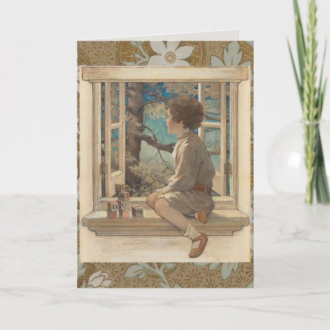 Jessie Wilcox Smith "Drömblock" Pojkfönster Kort (Framsida)