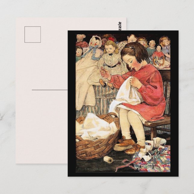 Jessie Wilcox Smith "The Little Busy Bee" Vykort (Fram/baksida)