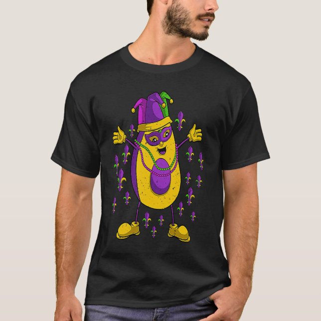 Jester Avocado Masquerade Mask Mardi Gras Vegan Ve T Shirt (Framsida)