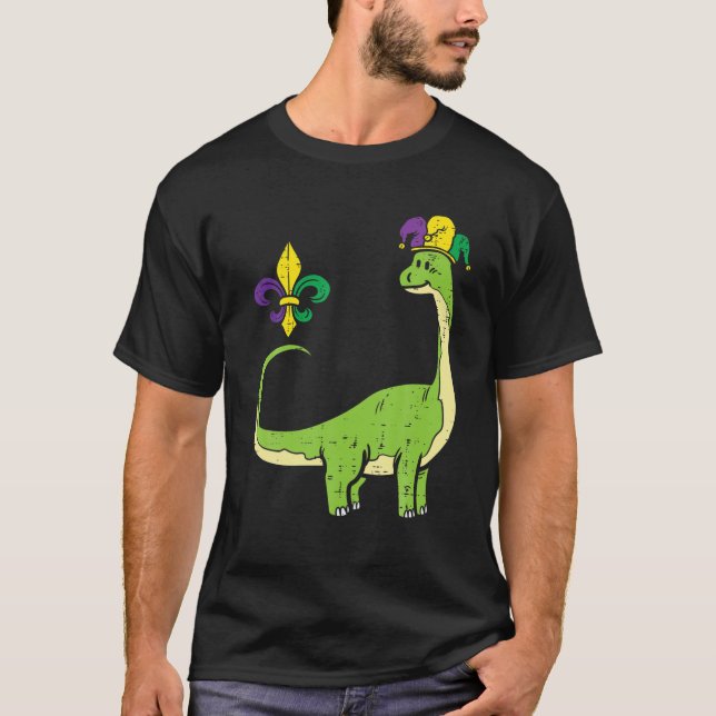 Jester Brachiosaurus Apatosaurus Cute Mardi Gras B T Shirt (Framsida)