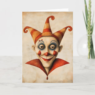 Jester Clown Retro Ansikte Helgkort