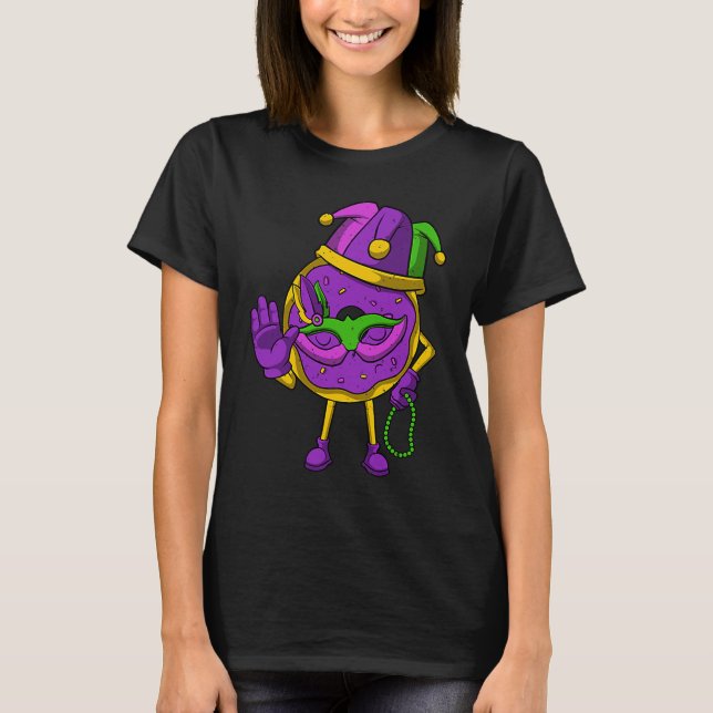 Jester Donut MasqueraMask Mardi Gras Carnival P T Shirt (Framsida)