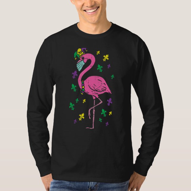 Jester Flamingo Ansikte Mask Mardi Gras Quarantine T Shirt (Framsida)