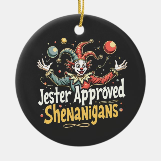 Jester godkände Shenanigans Circus Clown Julgransprydnad Keramik (Framsidan)