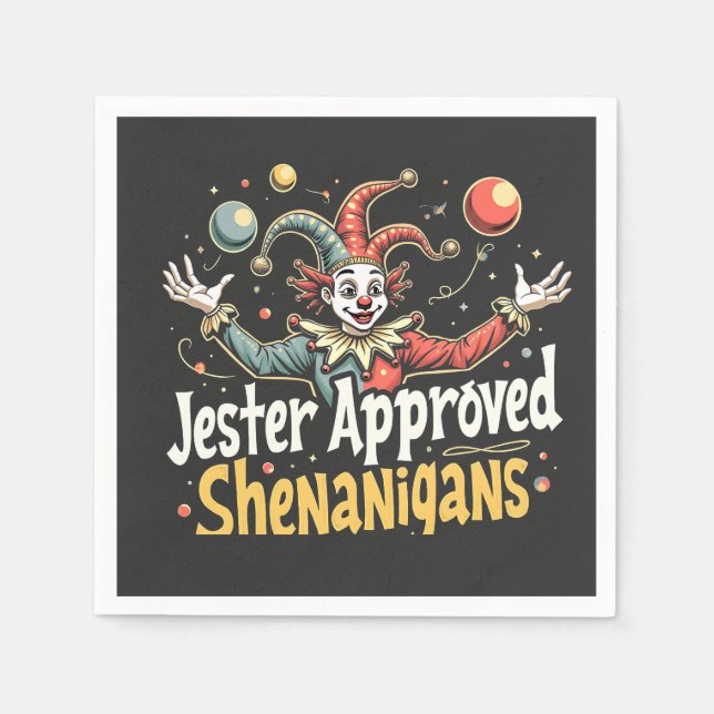 Jester godkände Shenanigans Circus Clown Pappersservett (Framsidan)