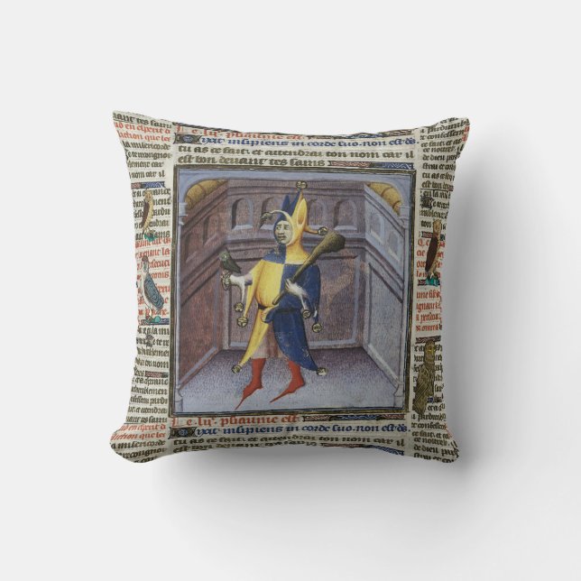 JESTER HOLDING UGGLA MEDIEVAL MANUSCRIPT KUDDE (Framsida)