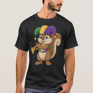 Jester Mardi Gras Squirrel Lovers Trumpet Beads Ca T Shirt