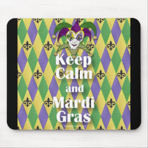 Jester Mask Behålla Lugn och Mardi Gras Musmatta