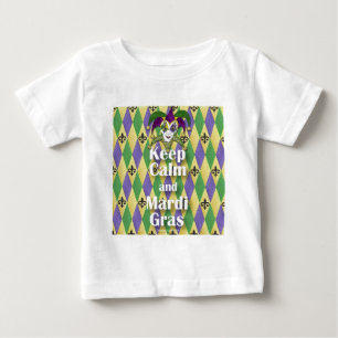 Jester Mask Behålla Lugn och Mardi Gras Tee Shirt