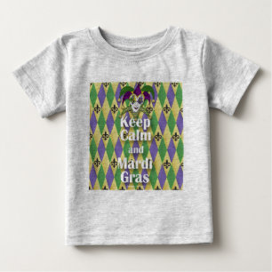 Jester Mask Behålla Lugn och Mardi Gras Tee Shirt