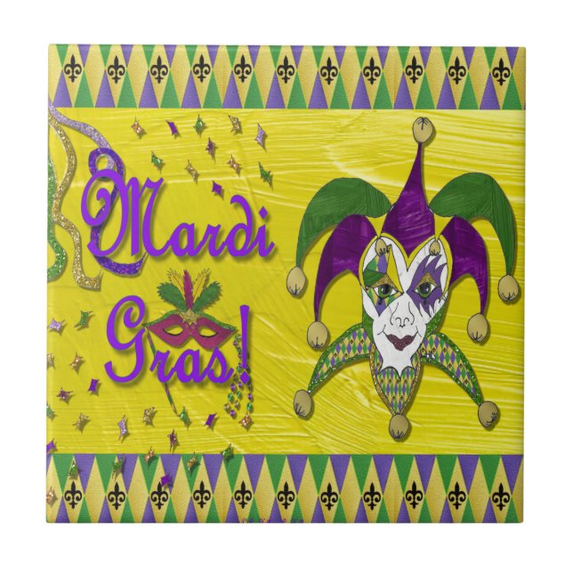 Jester Mask Mardi Gras Harlequin Kakelplatta (Framsidan)