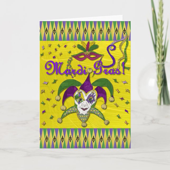 Jester Mask Mardi Gras Harlequin Kort (Framsida)