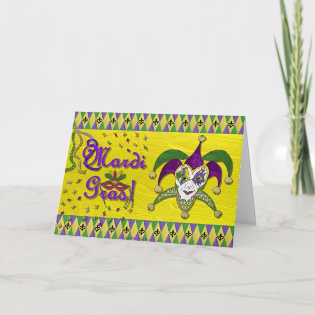 Jester Mask Mardi Gras Harlequin Kort (Framsida)
