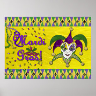 Jester Mask Mardi Gras Harlequin Poster