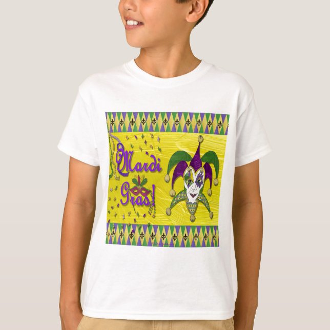 Jester Mask Mardi Gras Harlequin T Shirt (Framsida)