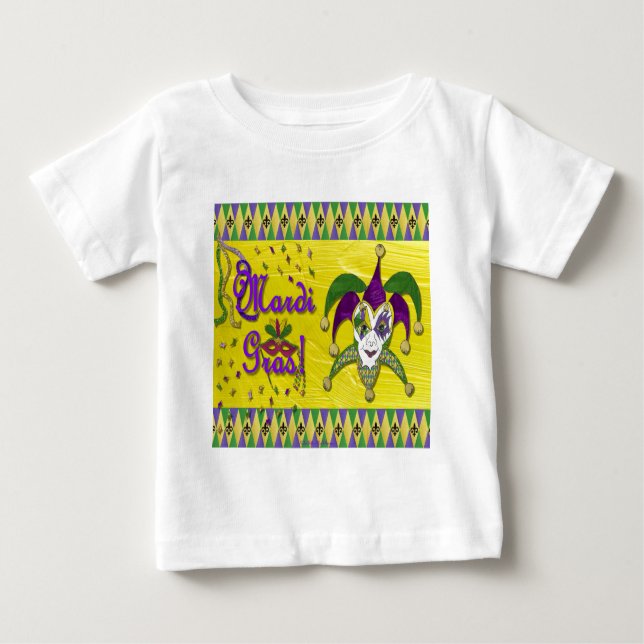 Jester Mask Mardi Gras Harlequin Tee Shirt (Framsida)