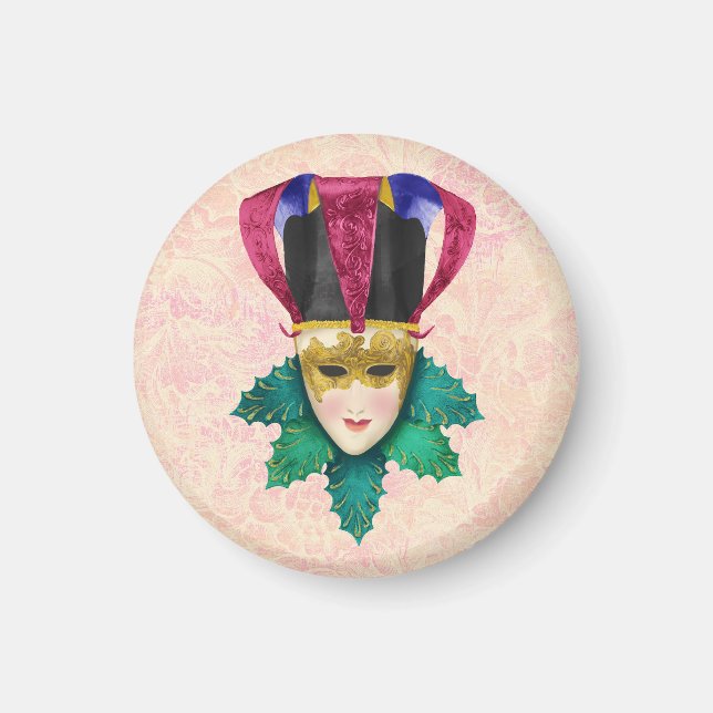 Jester Mask med Adorned Guld-detaljer Magnet (Framsidan)
