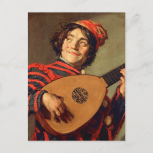 Jester med ett lute vykort