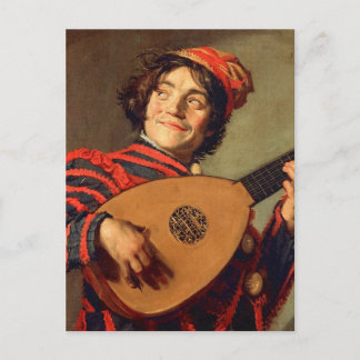 Jester med ett lute vykort