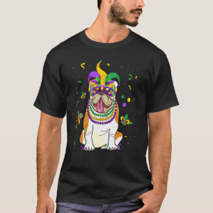Jester Pärlor Mask English Bulldog Hundägare Mardi T Shirt