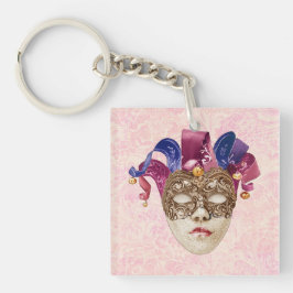 Jester Porcelain Mask med Rosett band och Klockor