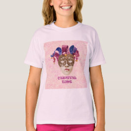 Jester Porcelain Mask med Rosett band och Klockor T Shirt
