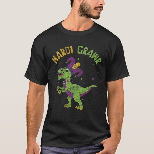 Jester Raptor Roar Dinosaur Festival Parad Pärlor T Shirt (Framsida)