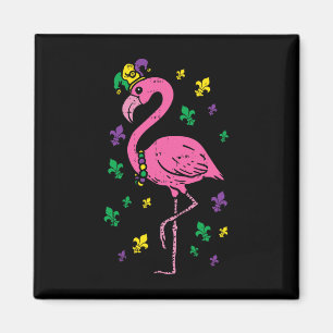 Jester Rosa Flamingo Bird Animal Cute Mardi Gras C Magnet