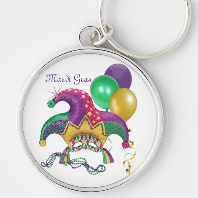 Jester Rund Silverfärgad Nyckelring (Framsidan)