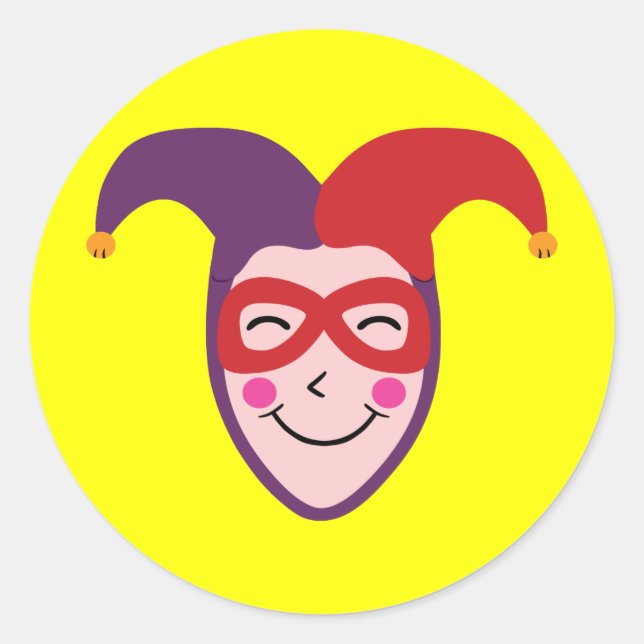 Jester Runt Klistermärke (Framsida)