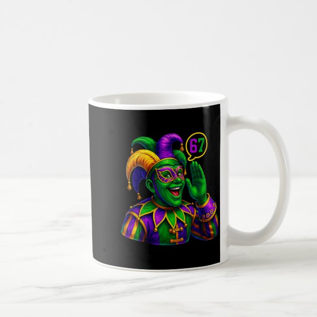 Jester Saying Six Seven 67 6 7 Meme Mardi Gras Fat Kaffemugg (Höger)
