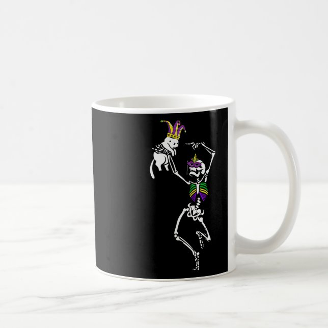 Jester Skeleton Dancing Cat Mardi Gras Mask Carniv Kaffemugg (Höger)