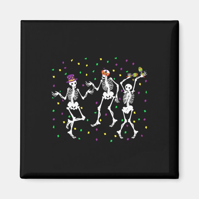 Jester Skeleton Dancing Mardi Gras Bones Carnival Magnet (Framsidan)