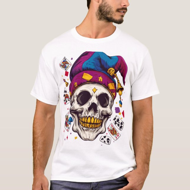 Jester Skull Trickster T Shirt (Framsida)
