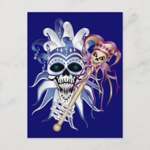 Jester Skull Vykort