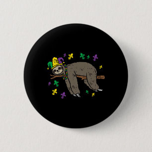 Jester Sloth Lazy Day Animal Cute Funny Mardi Gras Knapp