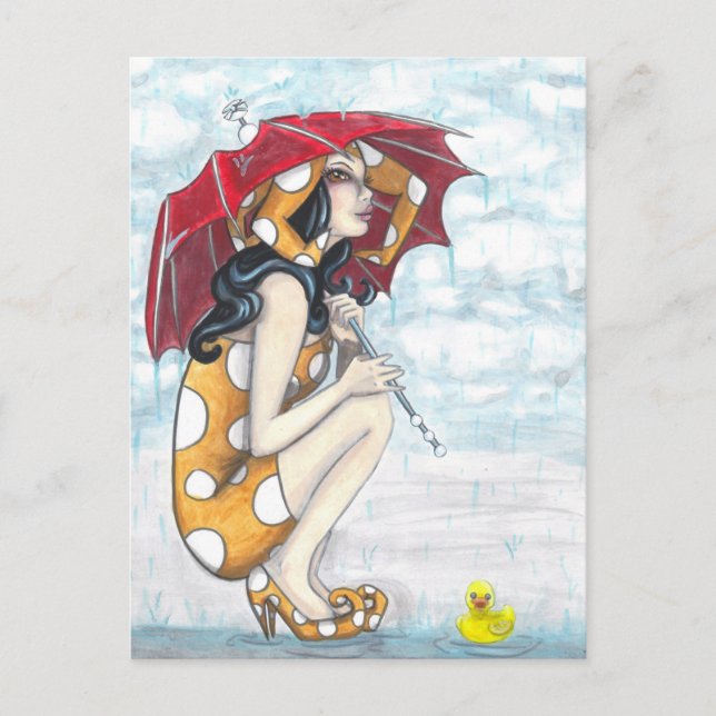 Jester with Parbrella + Rubber Ducky Art Postcard Vykort (Framsida)