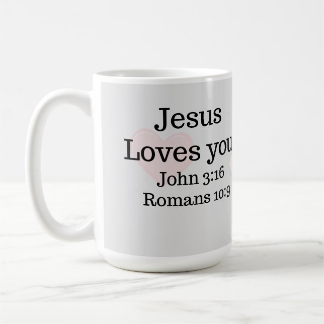 Jesu älskar dig skrift kaffemugg (Vänster)