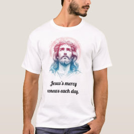 Jesu barmhärtighet förnyar varje dag färgstark lyx t shirt